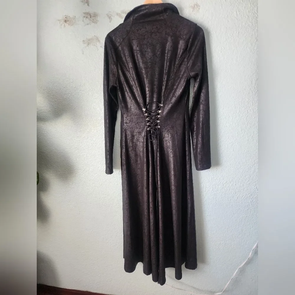 Punk Rave Gothic Vampire Dark Academia Stylish Black Dress Top Tunic - Picture 7 of 14